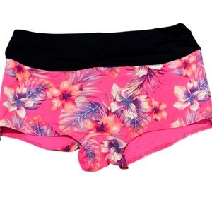 Floral Pink and Black Swim Shorts